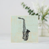 Saxophone  Mint Green Music Art Kaart (Staand voorkant)