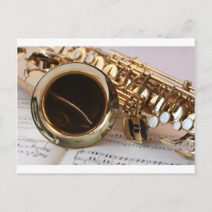 Saxophone Music Gold Gloss Notenblatt Keys Briefkaart