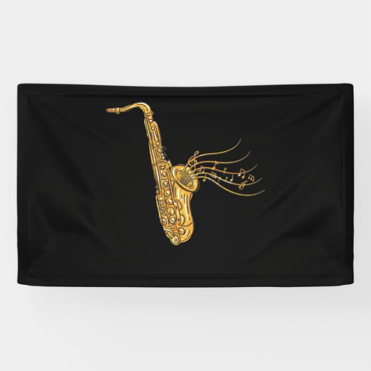 Saxophone Music Note Jazz Musicus Saxofonist Spandoek (Horizontaal)