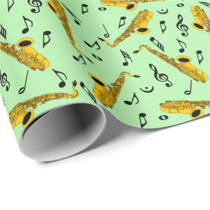 Saxophone Music Note Pattern Cadeaupapier
