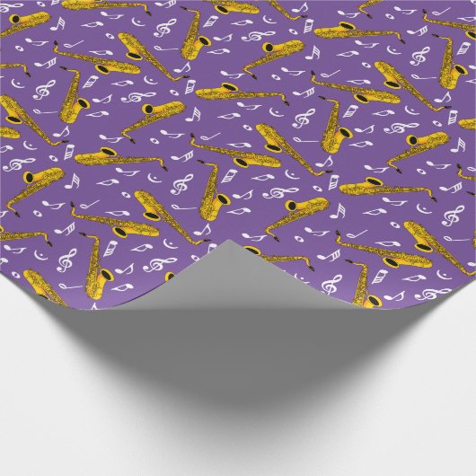 Saxophone Music Note Pattern Cadeaupapier (Hoek)