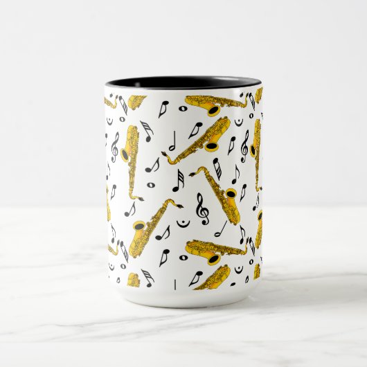 Saxophone Music Note Pattern Mok (Midden)