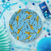 Saxophone Music Note Pattern Papieren Bordje (Feest)