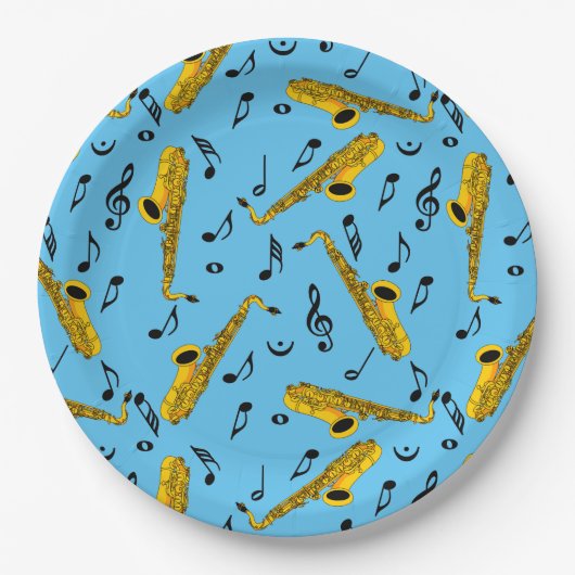 Saxophone Music Note Pattern Papieren Bordje (Voorkant)