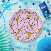 Saxophone Music Note Pattern Papieren Bordje (Feest)