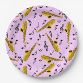 Saxophone Music Note Pattern Papieren Bordje (Voorkant)