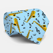 Saxophone Music Note Pattern Stropdas (Opgerold)