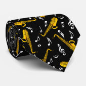 Saxophone Music Note Pattern Stropdas (Opgerold)