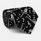 Saxophone Music Note Pattern Stropdas (Opgerold)