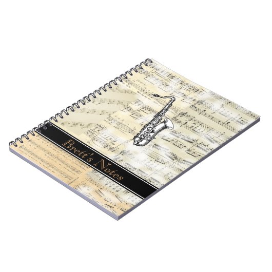 Saxophone Music Spiral Notebook Notitieboek (Linkerzijde)