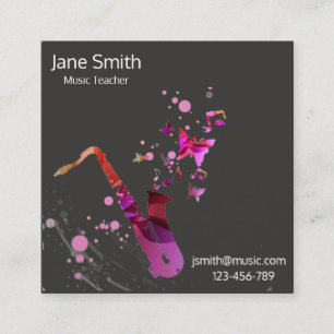 Saxophone Music Teacher freelance Music tutor Vierkante Visitekaartje