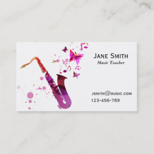 Saxophone Music Teacher freelance Music tutor Visitekaartje