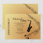 Saxophone Musical Instrument Invitation Kaart (Voorkant / Achterkant)