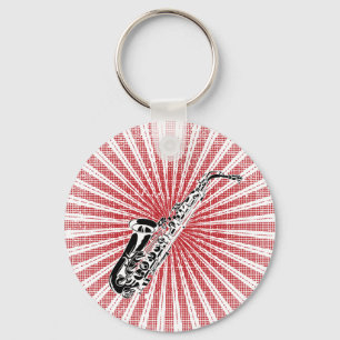 Saxophone op Grunge Red Sunburst Sleutelhanger
