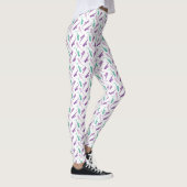 Saxophone Pattern Paars Blauwgroen Leggings (Rechts)