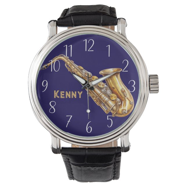 Saxophone Personalized Horloge (Voorkant)