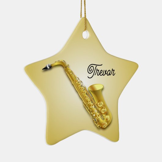 Saxophone Personalized Star kerstversiering Keramisch Ornament (Rechts)