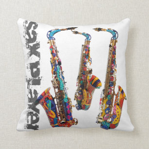 Saxophone Photo Print Square Pillow van Juleez Kussen