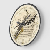 Saxophone & Piano Music Design Horloge murale (Angle)