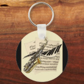 Saxophone & Piano Music Keyring Sleutelhanger (Voorkant)