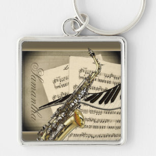 Saxophone & Piano Music Premium Sleutelhanger