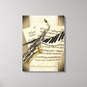Saxophone & Piano Personalized Wall Canvas Afdruk