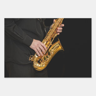 Saxophone Player geeft Saxophonist jazz af Inpakpapier Vel