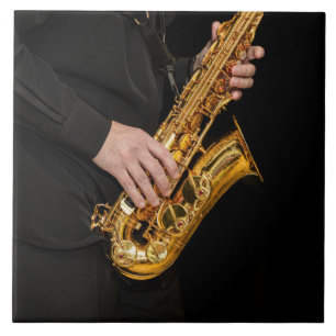 Saxophone Player geeft Saxophonist jazz af Tegeltje