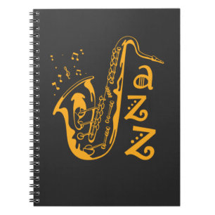 Saxophone Player Jazz Music Lover Musical Notes Notitieboek