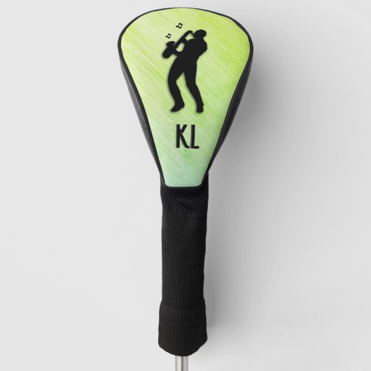 Saxophone Player Monogram Green Golfheadcover (Voorkant)