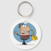 Saxophone Player Musician Sleutelhanger (Achterkant)