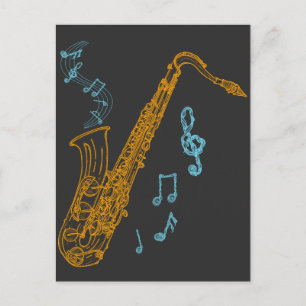 Saxophone Player-muzikant Jazz Music Art Briefkaart