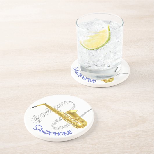 SAXOPHONE - Ronde zandsteenslagkoolaster Zandsteen Onderzetter (Zijkant)
