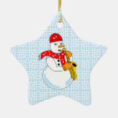 Saxophone Snowman Keramisch Ornament (Achterkant)
