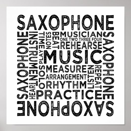 Saxophone Typografie Poster (Voorkant)