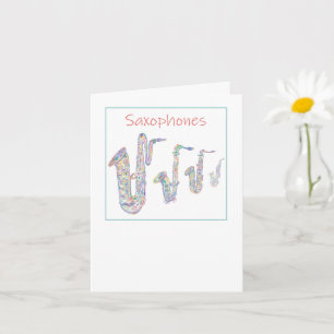 Saxophones Jazz Line art Carte de voeux pliée