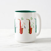 saxophones & "notes musicales" Mug à deux tons, 15 (Devant droit)