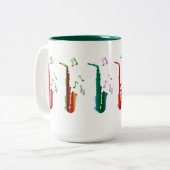 saxophones & "notes musicales" Mug à deux tons, 15 (Devant gauche)