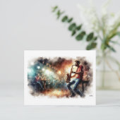 Saxophonist Performing in Cafe, Briefkaart (Staand voorkant)