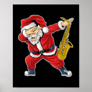 Saxophonist Santa Claus Saxophone Jazz en Blues M Poster