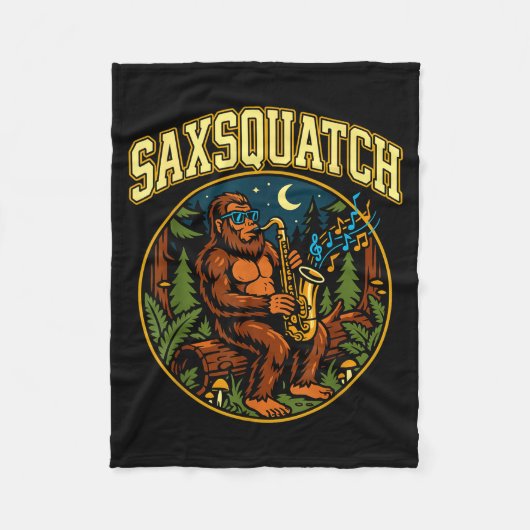 Saxsquatch Bigfoot Saxophone Player Jazz Music Hum Fleece Deken (Voorkant)