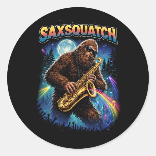 Saxsquatch Ronde Sticker (Voorkant)