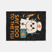 Say Boo To The Flu Nurse Halloween Vaccine Ghost C Fleece Deken (Voorkant (Horizontaal))