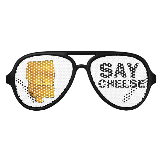 SAY CHEESE Cheddar Fun Photo Booth Party Shades Aviator Zonnebril (Voorkant)