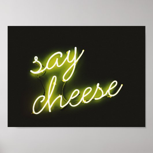 "SAY CHEESE" GEEL NEON LIGHT SIGN POSTER (Voorkant)