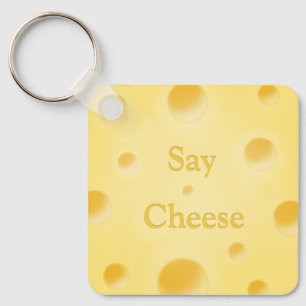 "Say Cheese" Mallekeuze gele kaas plak Custom Sleutelhanger