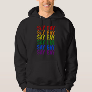 Say Gay LGBT Rainbow Flag Month Support LGBTQ Gay Hoodie