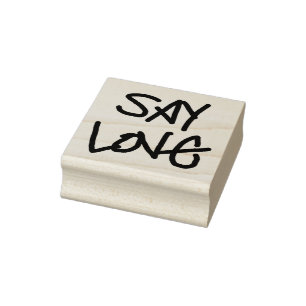 "Say Love" houtstempel, Scott-geïnspireerde tekst Rubberstempel