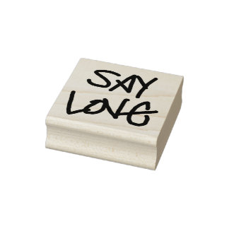 "Say Love" houtstempel, Scott-geïnspireerde tekst Rubberstempel