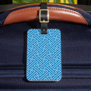 Sayagata patroon, Japans, Blauw en Baby Blauw Bagagelabel